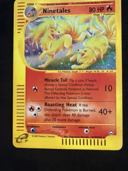 Ninetales H19/H32 Aquapolis Pokemon Card Holo Rare LP/MP Swirl - Image 4