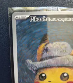 Pokemon Pikachu Van Gogh SVP EN-SV 085 Sealed Promo Card with Grey Felt Hat - Image 3