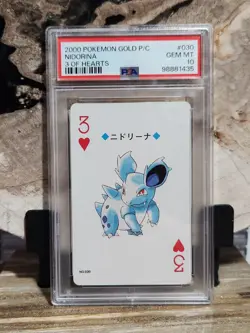 Pokemon PSA 10 GEM MINT Nidorina #030 Gold Deck Poker Card 3 Of Hearts - Image 1