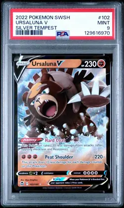 2022 Pokemon SWSH Silver Tempest #102 Ursaluna V PSA 9 Card MINT Trusted Seller! - Image 1