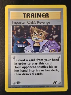 Pokemon TCG Imposter Professor Oak 76 1st Edition Team Rocket M/NM Non-Holo - Image 1