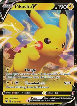 Pikachu V SWSH061 Holo Promo Sword & Shield Promo Pokemon Holo Near Mint - Image 1