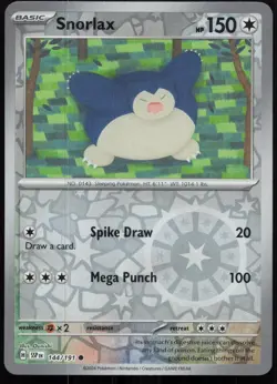 Snorlax 144/191 Common Surging Sparks Pokemon Reverse Holo Near Mint - Image 1