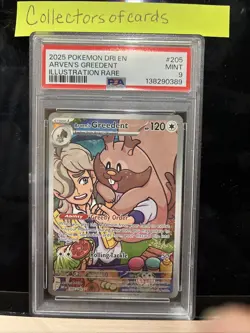 2025 POKEMON DRI EN-DESTINED RIVALS ILLUSTRATION RARE ARVEN'S GREEDENT PSA 9 - Image 1