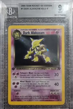 Dark Alakazam 1st Edition Team Rocket 1/82 Beckett 9 Mint Rare Holo Pokemon 2000 - Image 1