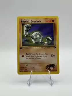 Brock's Geodude First Edition Gym Challenge 68/132 NM Pokemon Card - Image 1