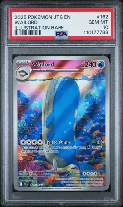 2025 POKEMON JTG EN-JOURNEY TOGETHER ILLUSTRATION RARE #162 WAILORD PSA 10 - Image 1
