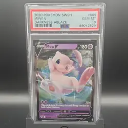 Pokemon 2020 SWSH Darkness Ablaze Mew V 069/189 Full Art Holo PSA 10 - Image 1