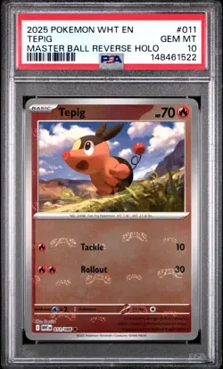 Graded Pokemon - Tepig (011/086) White Flare Master Ball PSA 10 - Image 1