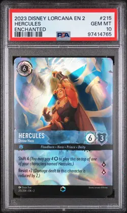 2023 DISNEY LORCANA EN 2-RISE OF THE FLOODBORN HERCULES - DIVINE HERO PSA 10 - Image 1