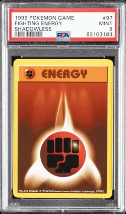 1999 POKEMON BASE SET SHADOWLESS #97 FIGHTING ENERGY PSA 9 - Image 1