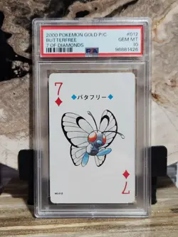 Pokemon PSA 10 GEM MINT Butterfree #012 Gold Deck Poker Card 7 Of Diamonds - Image 1