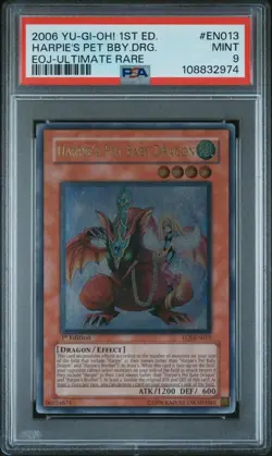 Yugioh PSA 9 Harpie's Pet Baby Dragon EOJ-EN013 1st Edition Ultimate Rare - Image 2