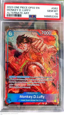 2023 One Piece Monkey D. Luffy OP02-062 Alternate Art English PSA 10 Gem Mint - Image 1