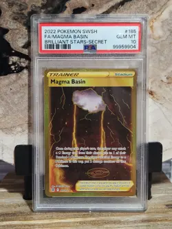 Pokemon PSA 10 GEM MINT Magma Basin 185/172 Brilliant Stars Full Art Secret - Image 1