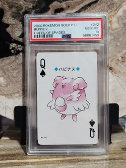 Pokemon PSA 10 GEM MINT Blissey #242 Gold Deck Poker Card Queen Of Spades - Image 1