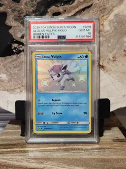 Pokemon PSA 10 GEM MINT Alolan Vulpix Sv8/Sv94 Hidden Fates Holo - Image 1