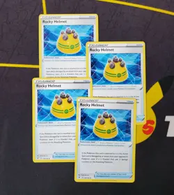 4x Pokemon TCG Rocky Helmet Vivid Voltage 159/185 Regular Uncommon NM/M Playset - Image 1