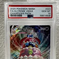 2020 POKEMON SWORD & SHIELD CHAMP'S PATH #023 FULL ART/ALCREMIE VMAX PSA 10 - Image 2