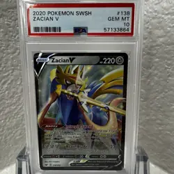 2020 Pokemon Sword & Shield (Base Set) Zacian V 138/202 - PSA 10 Gem Mint - Image 1