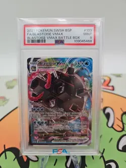 2021 POKEMON SWSH VMAX BATTLE BOX PROMO #103 FULL ART/BLASTOISE VMAX PSA 9 - Image 1
