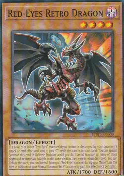 YUGIOH CARD 1 X RED-EYES RETRO DRAGON LDS1-EN009 1ST EDITION - Image 1
