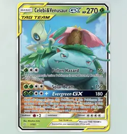 Pokemon Celebi & Venusaur GX TAG TEAM Holo 1/181 SM-Team Up HP270 ENG 2019 - Image 1