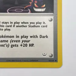 Rocket's Hideout 63/64 Neo Revelation LP WOTC Pokemon TCG Vintage Single - Image 5
