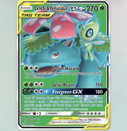 Pokemon Celebi & Venusaur GX TAG TEAM Full Art Holo 159/181 SM-Team Up - Image 1