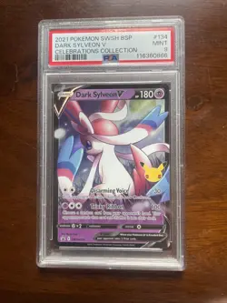 2021 POKEMON SWSH BLACK STAR PROMO CELEBRATIONS COLLECTION DARK SYLVEON V PSA 9 - Image 1