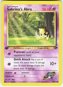 Sabrina's Abra 94/132 Common Gym Challenge Pokemon 1st Edition NM 01-03-69 - Image 1