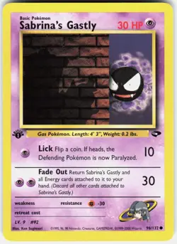 Sabrina's Gastly 96/132 Common Gym Challenge Pokemon 1st Edition NM 01-03-83 - Image 1