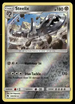 Steelix 125/214 Rare Lost Thunder Pokemon Reverse Holo LP - Image 1