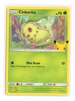 Chikorita 2/25 Promo Normal McDonald's 25th Anniversary Promos Pokemon LP - Image 1