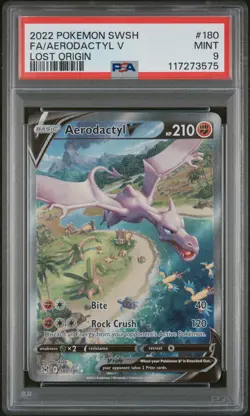 2022 POKEMON SWORD & SHIELD LOST ORIGIN #180 FULL ART/AERODACTYL V PSA 9 - Image 1