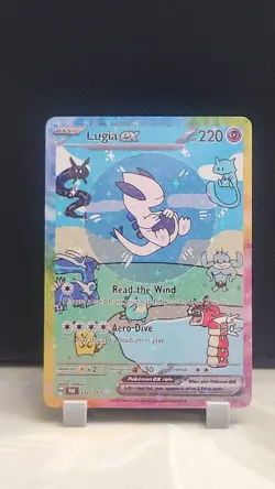 Pokemon Sparkle Holo Rainbow Boarder Cute Anime Sleeping Lugia EX Card - Image 1