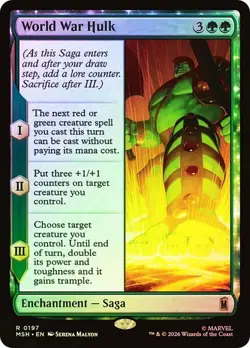 MTG World War Hulk MSH 197 NM Foil Rare Green Enchantment Saga Comic Ships Now - Image 1