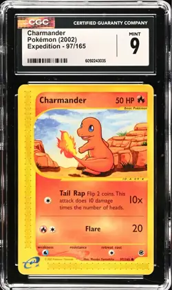 CGC 9 MINT Charmander 97/165 Expedition Base Set 2002 WOTC Pokemon - Image 1