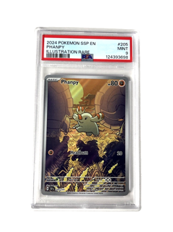 2024 Pokemon Phanpy 205/191 Surging Sparks Illustration Rare PSA 9 Mint - Image 1