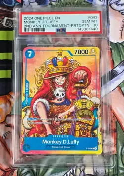One Piece TCG - Monkey D Luffy - P-043 - PSA 10 - 2nd Anniversary - English - Image 1