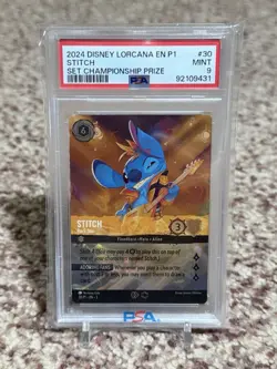 Disney Lorcana 2024 Stitch Rock Star Enchanted Promo PSA 9 Championship Prize - Image 1
