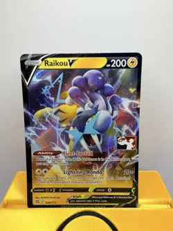Pokemon Card Raikou V 048/172 Brilliant Stars Prize Pack Series 3 Print Error - Image 1