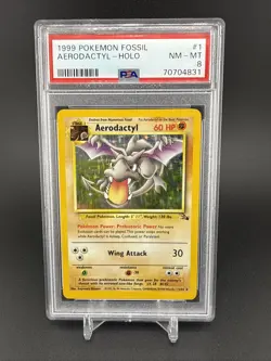 Pokemon TCG Aerodactyl Fossil Holo Card 1/62 PSA 8 - Image 1