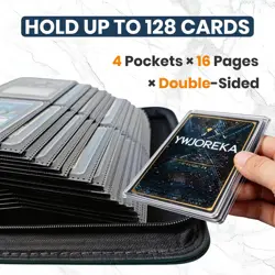 4-Pocket Card Binder, Holds 128 Toploaders, Double-Sided PU Leather Album for 3" - Image 3