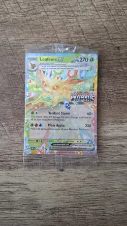 Pokemon TCG Prismatic Evolutions Leafeon ex 006/131 Stamped Promo Card Sealed - Image 1