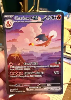 Pokemon Charizard ex 199/165 SV 151 Special Illustration Rare Full Art Holo EN - Image 1