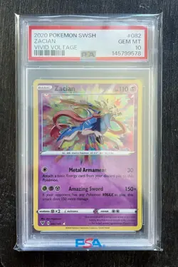 Pokemon PSA 10 GEM MT - ZACIAN (Amazing Rare) #082 - SWSH04 - Vivid Voltage - Image 1