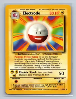 Pokemon Electrode 21/102 Rare Base Set Unlimited LP - Image 1