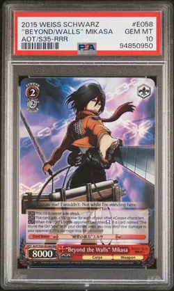 Weiss Schwarz Attack on Titan "Beyond the Walls" Mikasa RRR GEM MINT PSA 10 + LE - Image 4