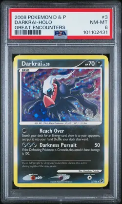 2008 POKEMON DIAMOND & PEARL GREAT ENCOUNTERS 3 DARKRAI-HOLO | PSA 8 - Image 1
